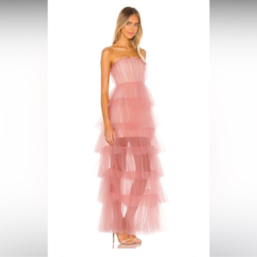 For Love & Lemons BOBBIT Gown Tiered Ruffled FORMAL Luxury Revolve Maxi Dress